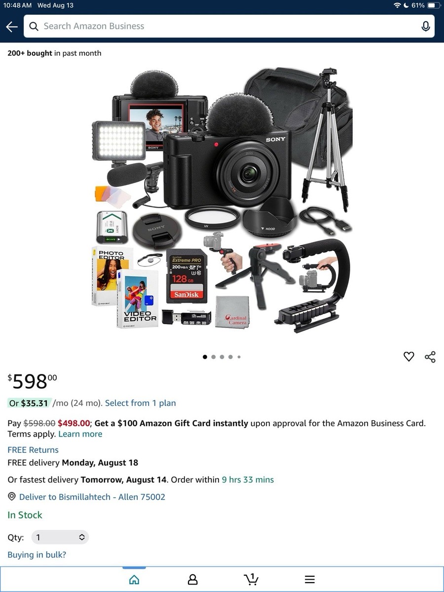 Sony ZV-1F Digital Camera Contents Creator Ultimate Pack, New
