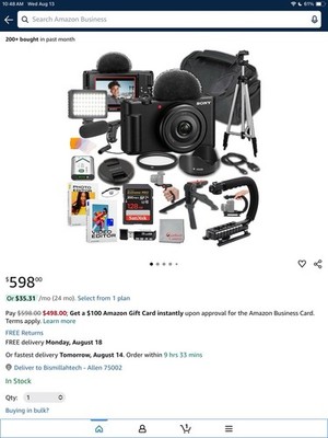 Sony ZV-1F Digital Camera Contents Creator Ultimate Pack, New