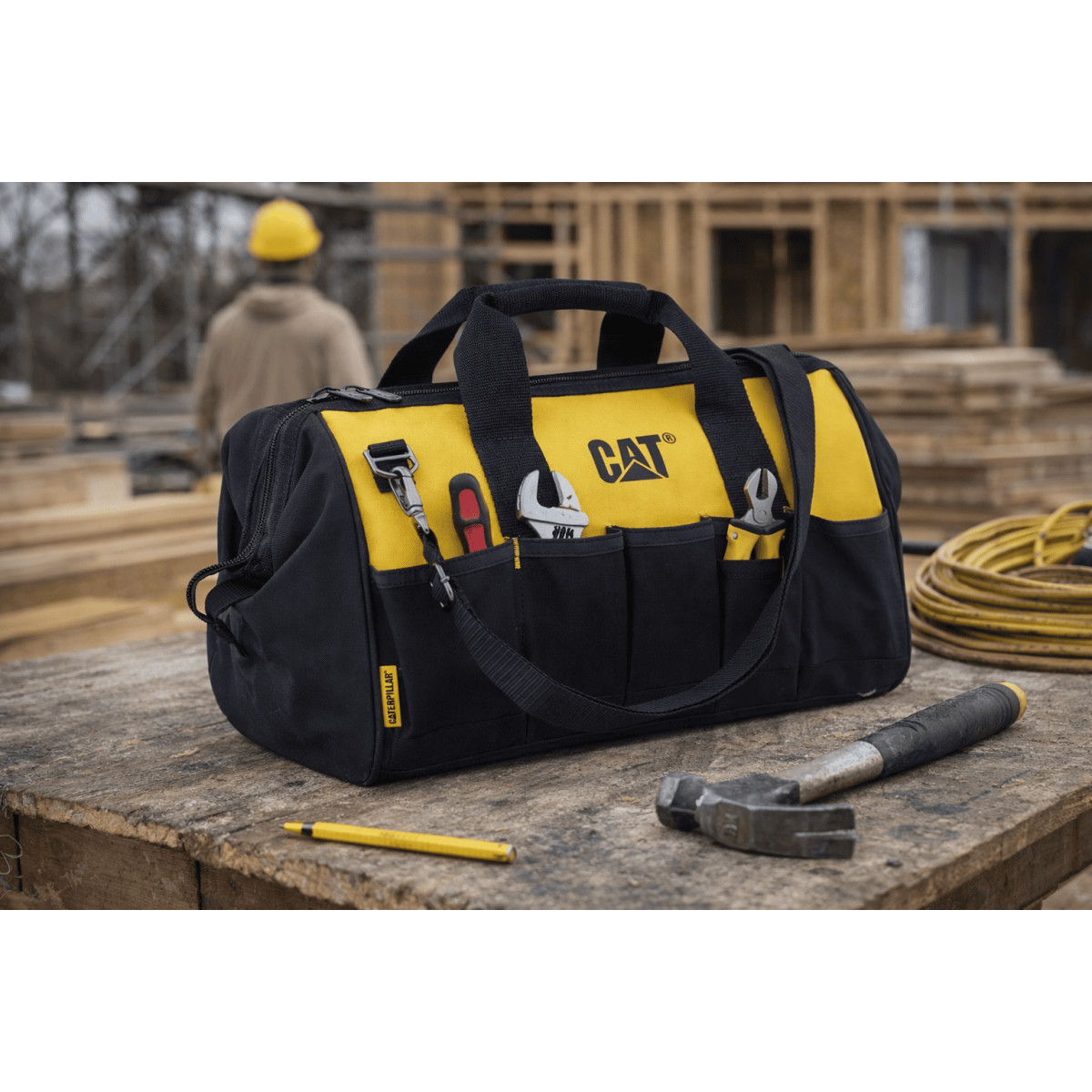 Sac à outils Caterpillar imperméable en PVC avec base rigide - 2