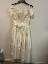 Scott McClintock Ivory Off Shoulder Knee Length A-Line Beaded Dress Size 8