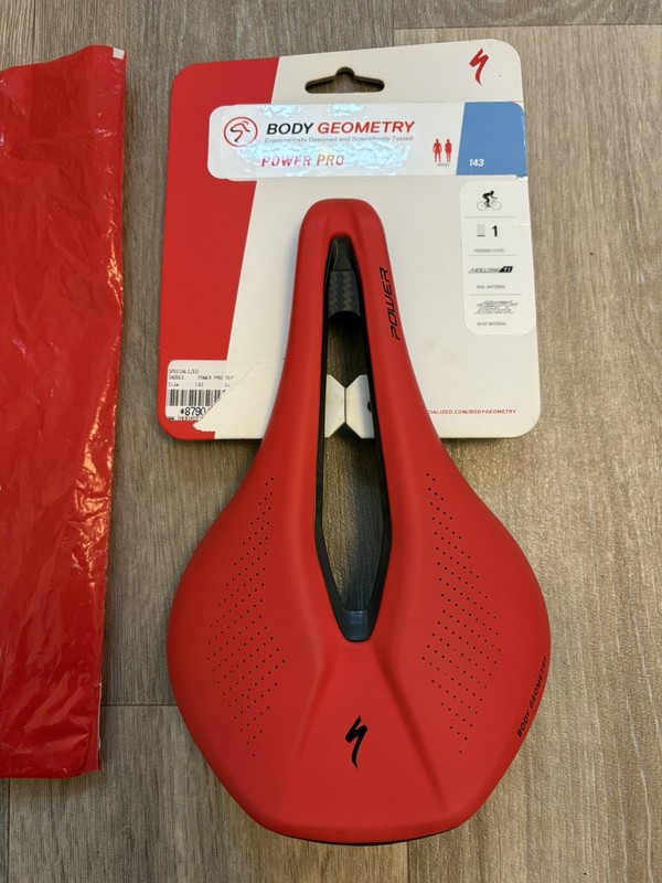 Specialized Power Pro Carbon Saddle - Raw Titanium Rails - 143mm - Immaculate