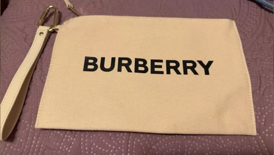 Burberry Bolsa Muñequera Bolso Cosmético Beige Cremallera Viaje NUEVO Foto 2 de 4