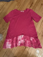 Logo Lori Goldstein Pink Tie Dye Eyelet Hem Top NWT S
