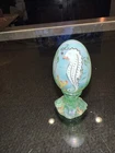 Fenton Glass Egg On Pedestal with Seahorse Signature #729/3000 Hand Painted READ