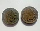 2 Indian Head Penny Cent Coins 1860 1863 Civil War Era US Pennies Antique USA