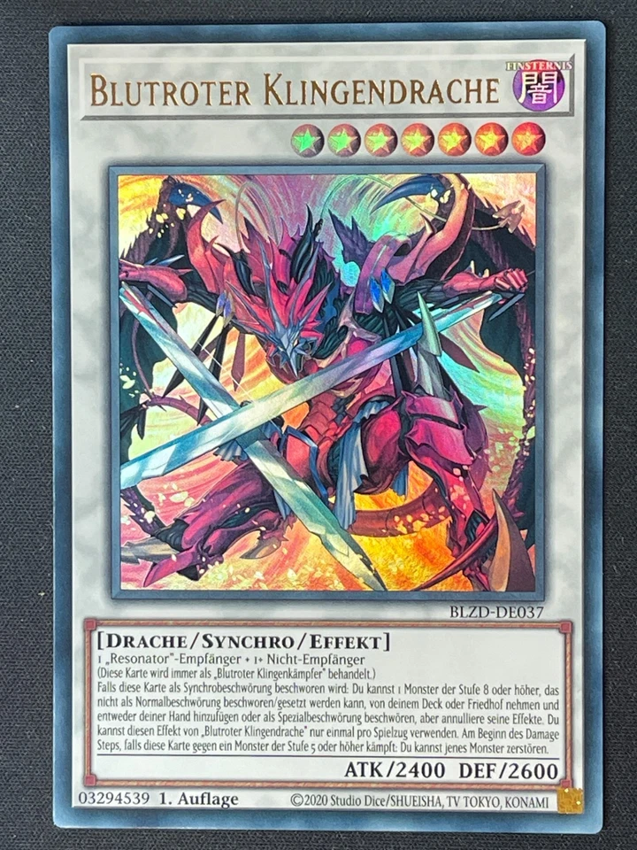 yugioh Blutroter Klingendrache BLZD-DE037 ULTRA RARE DEUTSCH NM - Bild 1 von 1