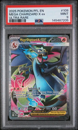 Mega Charizard X EX 2025 Pokemon Phantasmal Flames #109 Ultra Rare PSA 9 Mint