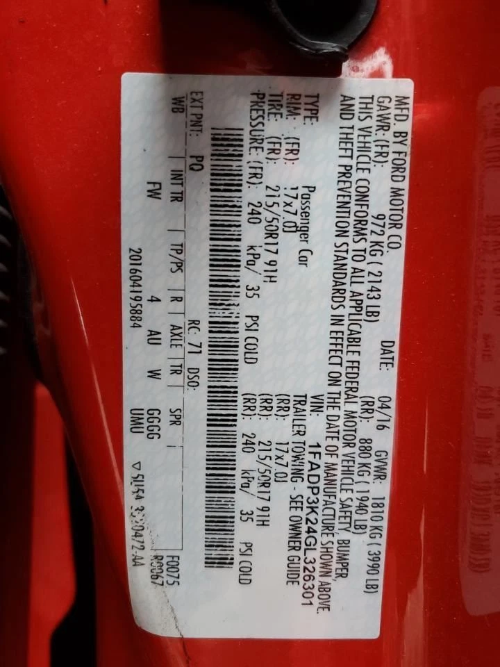 2016 Ford Focus Shifter Handle - Used, FWD 2.00L, 70K Miles, OEM - Image 2 of 4