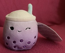 Squishmallows Poplina Boba Purple Bubble Tea Pet (Dog) Soft Plush Toy 4” Tag