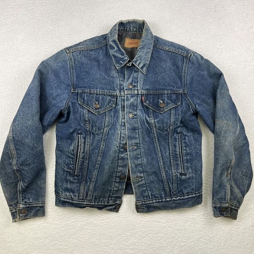 Vtg Levis Jean Jacket Mens 42 Long Wool Flanned Lined Type 3 Trucker Denim USA - Picture 8 of 19