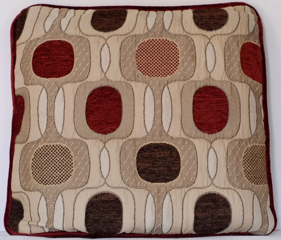 contemporary modern red decorative pillow geometric square complete handmade usa - Image 2 of 4