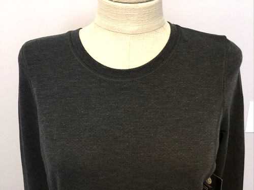 AVIA PERFORMANCE CHARCOAL GRAY Long Sleeve Waffle Knit Tee Sz XS - Picture 2 of 10