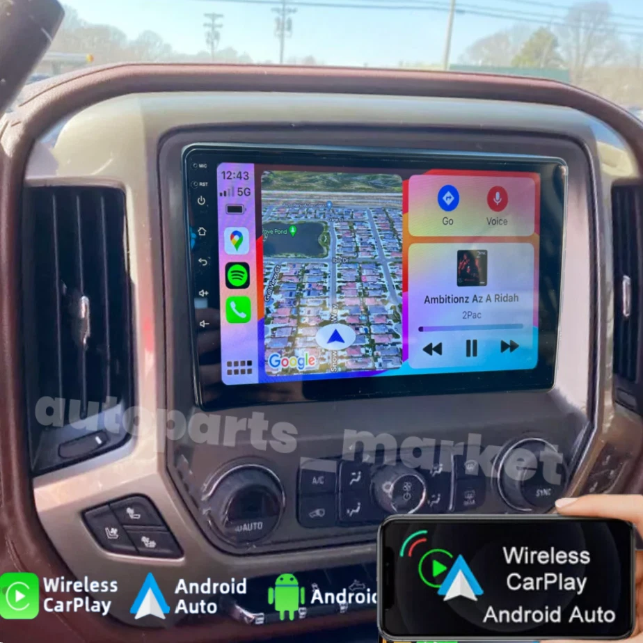 For 2014-2018 Chevrolet Silverado GMC Sierra Carplay Car Stereo Radio GPS NAVI - Image 3 of 4