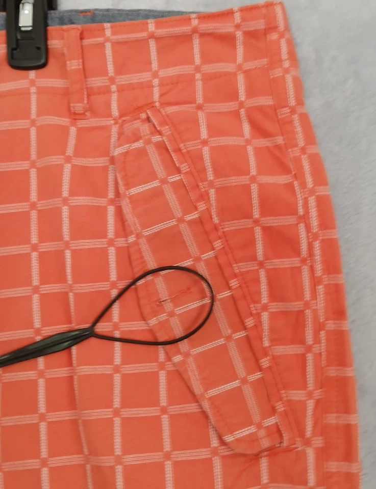 Sean John Men's 46B Bermuda Shorts Orange Check Golf Cotton Casual Cargo Safari - Image 2 of 4