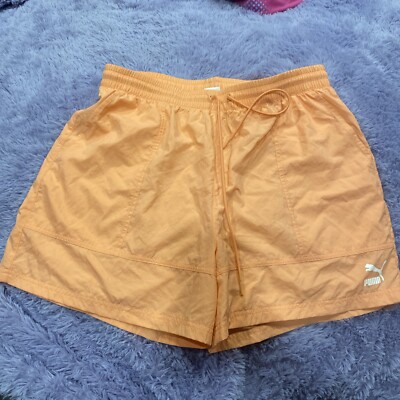 Puma Womens High Woven Shorts Peach Pink Athletic Mesh Lined 533600 28 Large