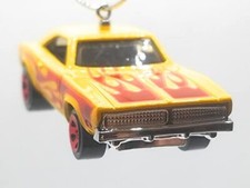 Christmas Ornament for 1969 Dodge Charger Yellow Red Flames