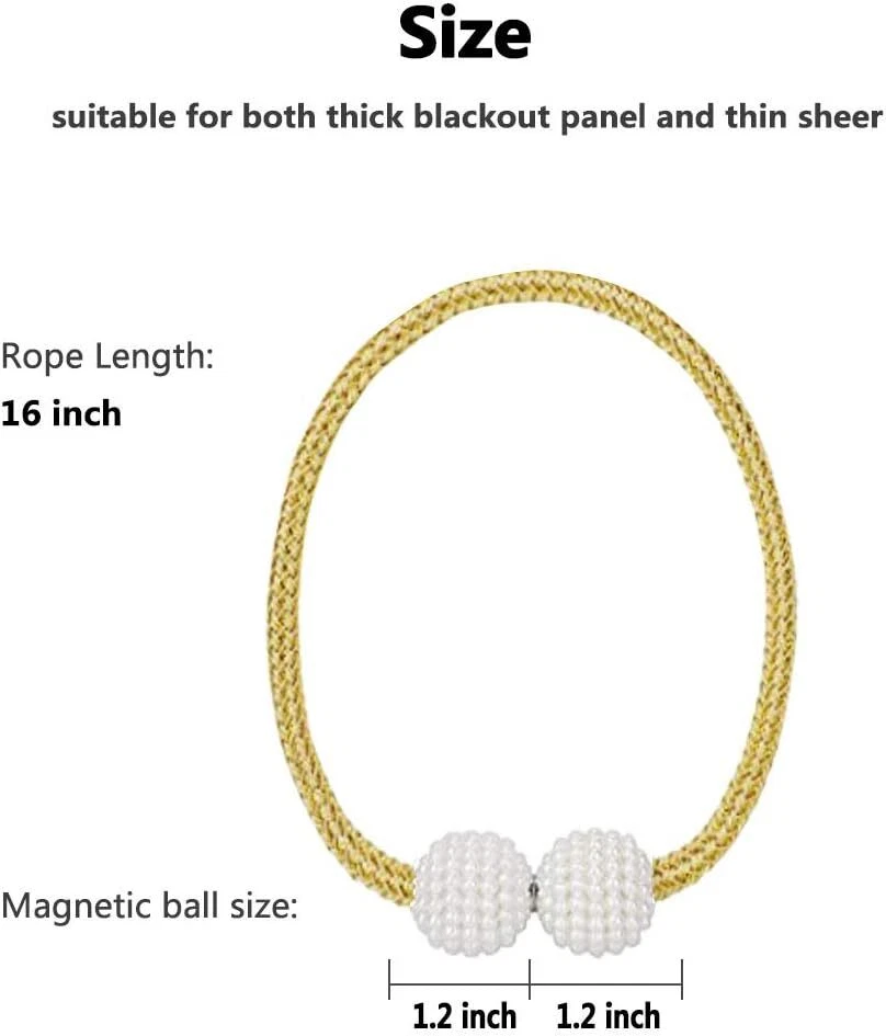 Paquete de 4/6 Corbatas Magnéticas para Cortinas, Soportes Decorativos para Decoración de Ventanas Foto 3 de 4