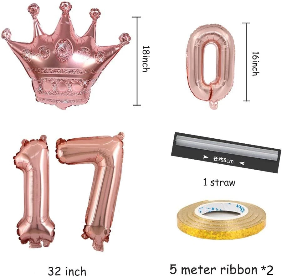 Dancing Queen 17th Birthday Decoration Rose Gold for