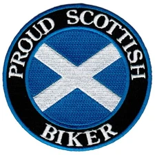 PROUD SCOTTISH BIKER PATCH SCOTLAND FLAG embroidered iron-on St. Andrew's Cross