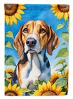 American Foxhound in Sunflowers Flag Canvas House Size Dac6009Chf