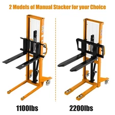 APOLLOLIFT Manual Pallet Stacker Adj. Forks 63" Lift 1100lbs/2200lbs Fixed Legs