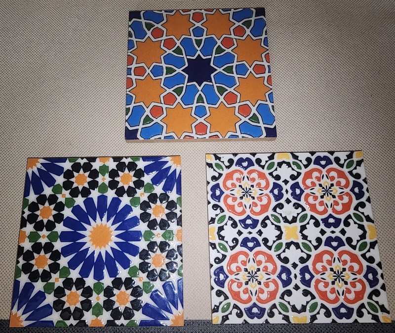 3  Spain Mosaic Souvenir Ceramic Tiles Cork 4 X 4