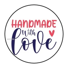 30 HANDMADE WITH LOVE ENVELOPE SEALS LABELS STICKERS 1.5" ROUND
