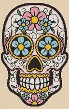 Sugar Skull Blue and Pink Counted Cross Stitch Chart No. 7-364/41a  