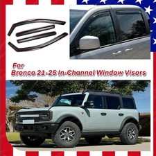 Fits  Bronco 2021-2025 In-Channel  Window Rain Visors  Sun Guards Vent Deflector
