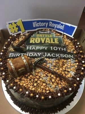 fortnite cake birthday mud cake victory royale - fortnite treasure chest cake