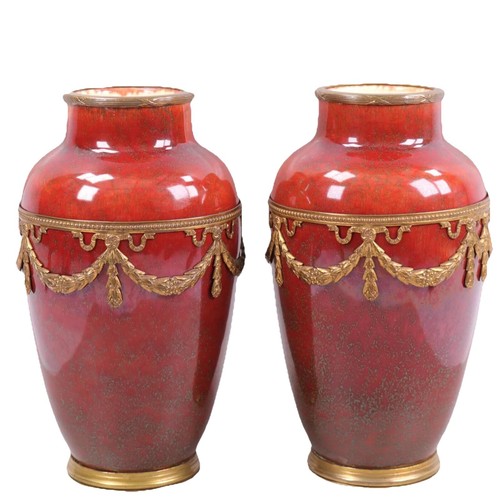 French Sevres Paul Milet Vases Sang De Boeuf Gilt Ormolu h17cm Circa 1900 - Picture 21 of 23