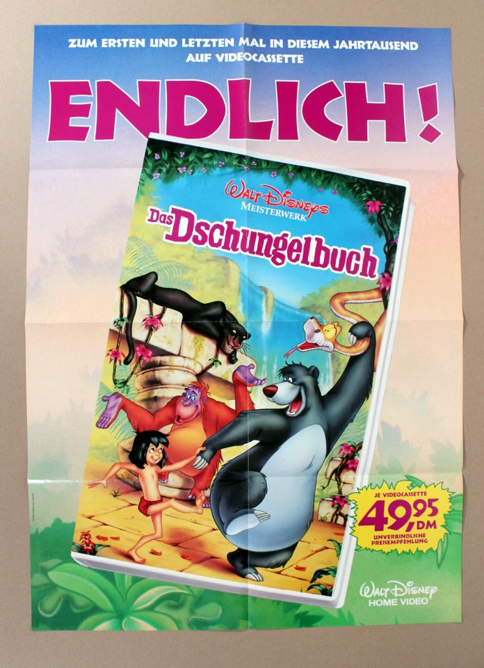 DAS DSCHUNGELBUCH Walt Disney VIDEOPOSTER A1 84x60cm JUNGLE BOOK Promoplakat - Bild 1 von 1