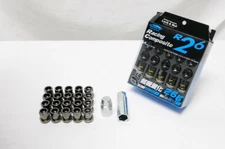 Project Kics R26 Lug Nuts Black Chrome 12x1.50 (16+4 Locks)