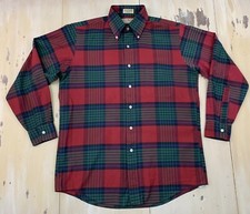 LL BEAN - Vtg Blue Red Green Plaid Made In USA Oxford Shirt, Mens 15.3 33 LARGE