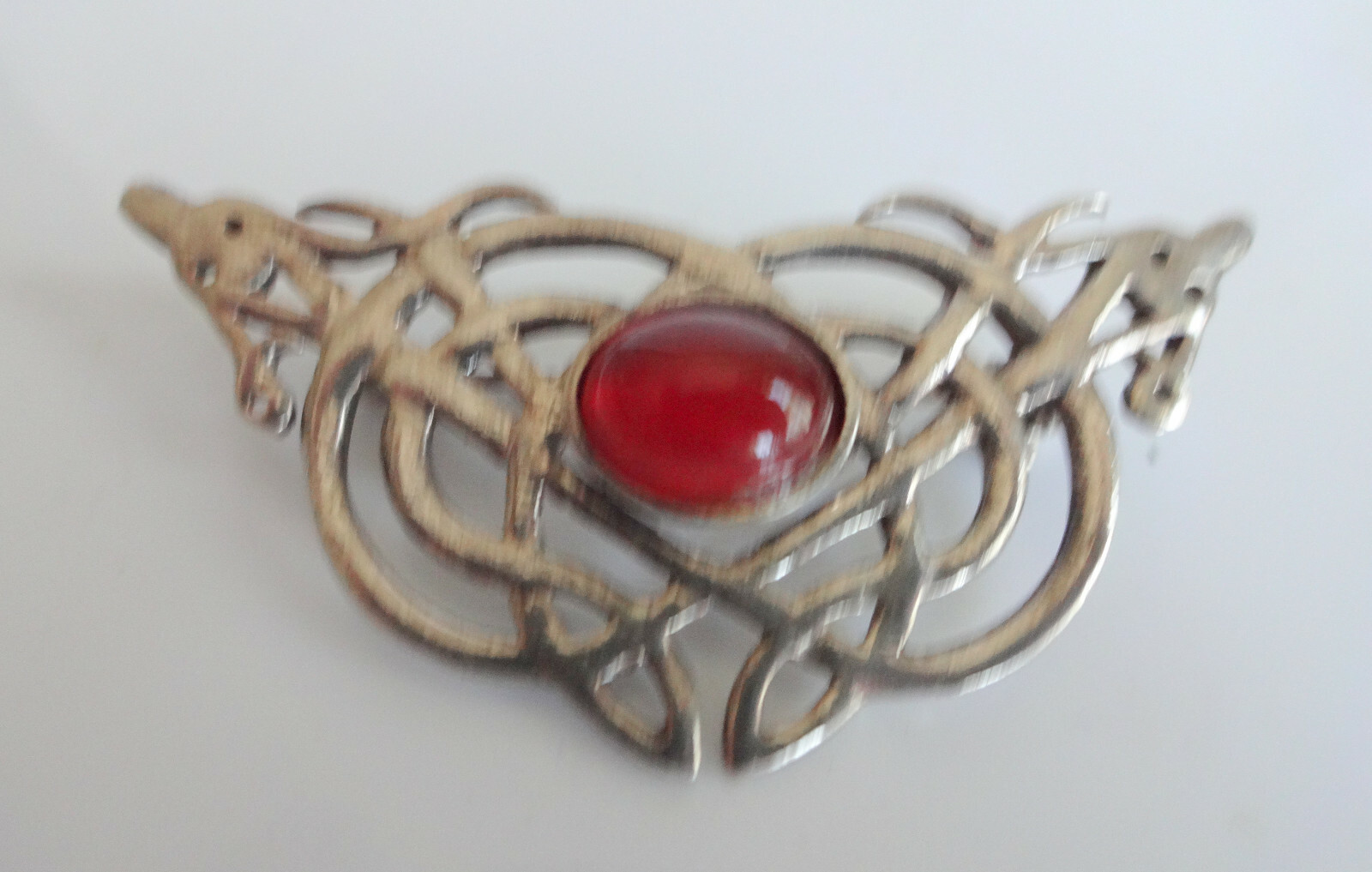 Vtg Scotish Celtic Sterling Silver Carnelian Drag… - image 1