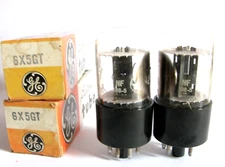2 matched 1972 GE 6X5GT (EZ35) Full-Wave Rectifier Tubes - Hickok 539B tested