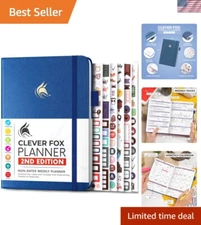 Undated A5 Mystic Blue Planner with Goal-Setting Tools – Stylish Time Organizer