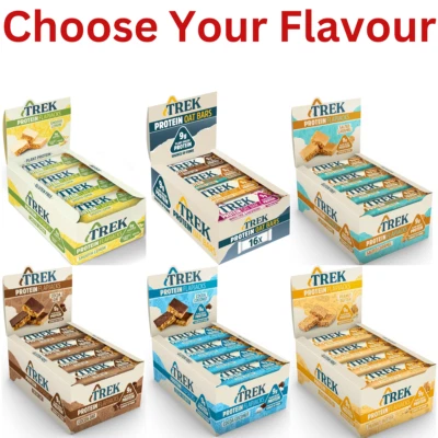 TREK High Protein Flapjack Cocoa Oat Gluten Free Plant Based 50g x 16 bars Vegan