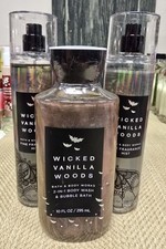 3 Pack Bath and Body Works Wicked Vanilla Woods Body Mist 2in1 Wash/Bubblebath