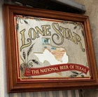 Vintage Lone Star Beer Bar Mirror - The National Beer of Texas - Wood Frame Sign