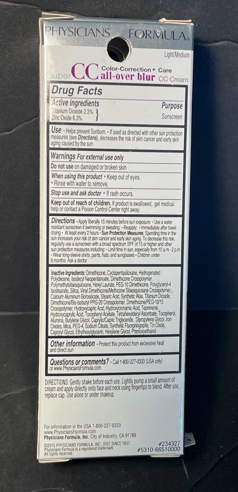 Physician's Formula All-Over Blur Super CC Light/Medium 6651 Brand New - Image 2 of 4