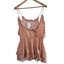 Sugarfox Babydoll Blouse Womens 3X Pink Polka Dot Tiered Ruffles Fairy Boho