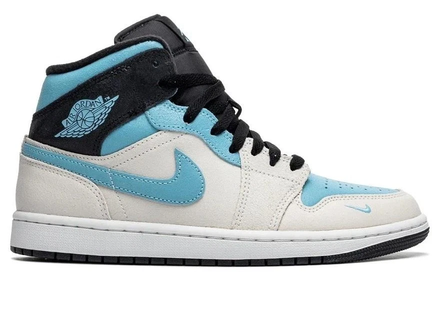 Nike Air Jordan 1 Mid ホワイト/ブルー Nike Men's Air Jordan 1 Mid SE Shoes - White / Sail / Industrial