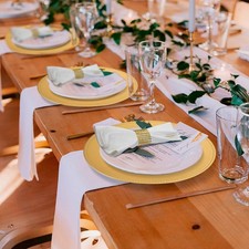 GOLD 50 Round 13" Plastic Salad PLATES Beaded Rim Party Events Decorations US