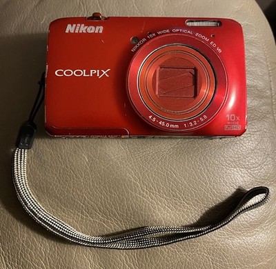 Nikon COOLPIX S6300 Red 10x Zoom Digital Camera 16 MP With Battery, Memory Card