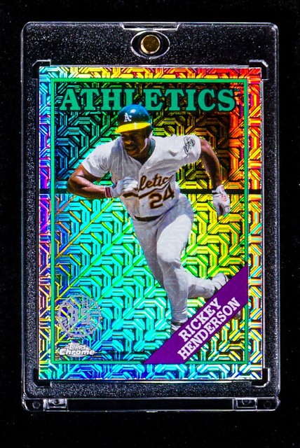 Rickey Henderson MOJO REFRACTOR RETRO CARD Athletics HALL OF FAME HOF
