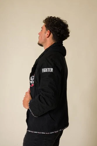 NAGA Fighter Black Flame Logo Zip Grappling Hoodie Jacket Unisex image 8