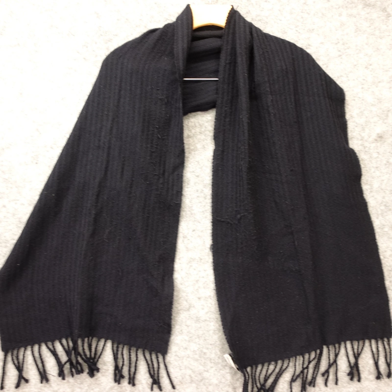 Giorgio Armani Scarf Mens Midnight Blue Wool Winter Fringe Italian Luxury 35x152