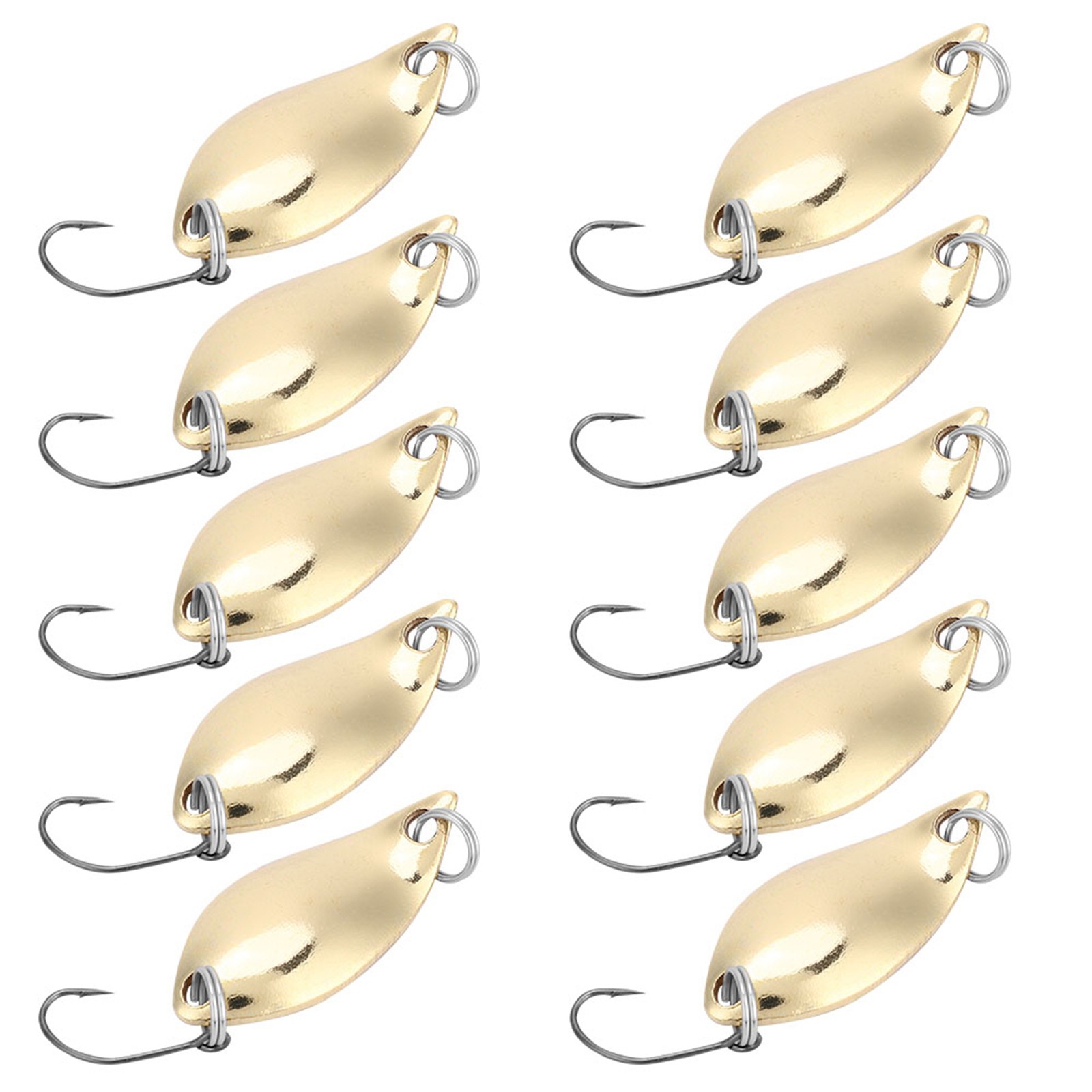 10pcs Fishing Lures Metal Blinking Baits For Fishermen Gold 2.5g Artificial Lure