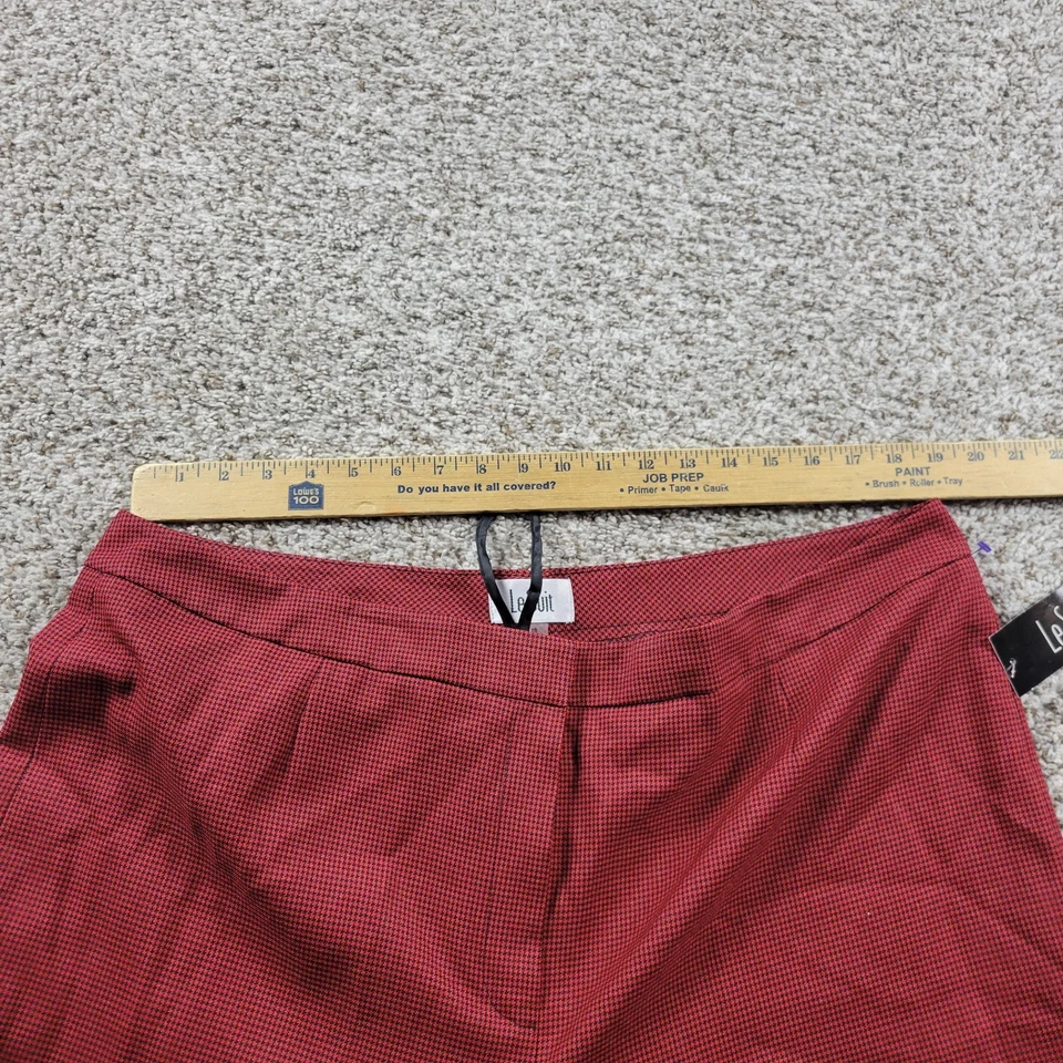 Le Suit Dress Pants Women's 18 Red Black Houndstooth Trouser Career Lined Tags - Image 2 of 4